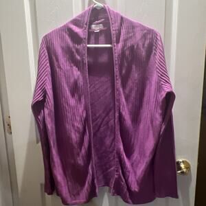 Charter Club Purple Ribbed Knit Open Front Sweater Women's Size L